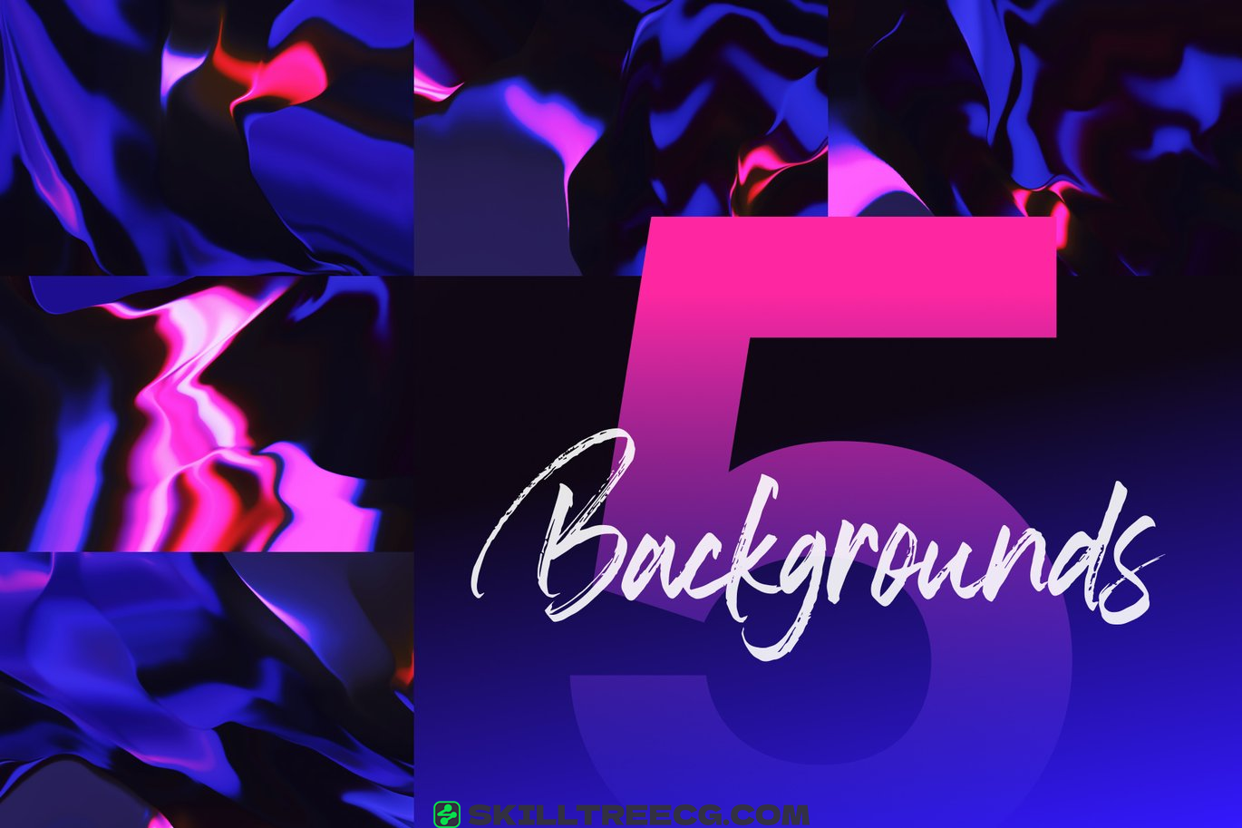 图片[2]-Blue Magenta Liquid Glitch Dark Background（584074）-技能树